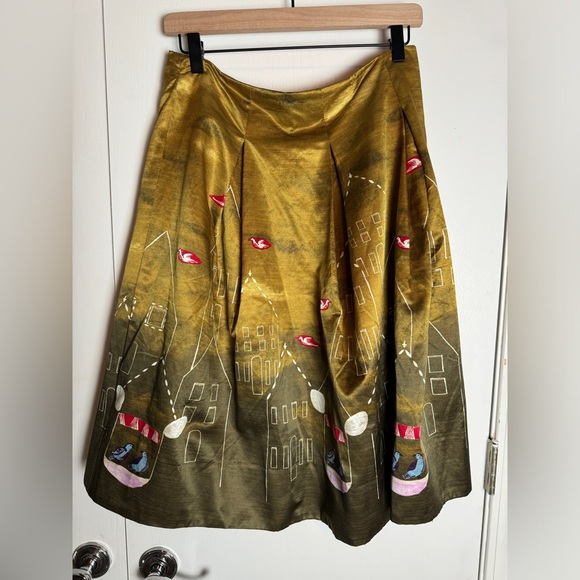 Anthropologie Maeve Feathered Village Box Pleat Skirt, size 8 - Picture 2 of 6